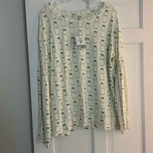 Women’s Kate Quinn milk print long sleeve shirt. Size XL. Bamboo. NWT.